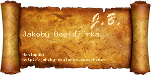 Jakoby Boglárka névjegykártya